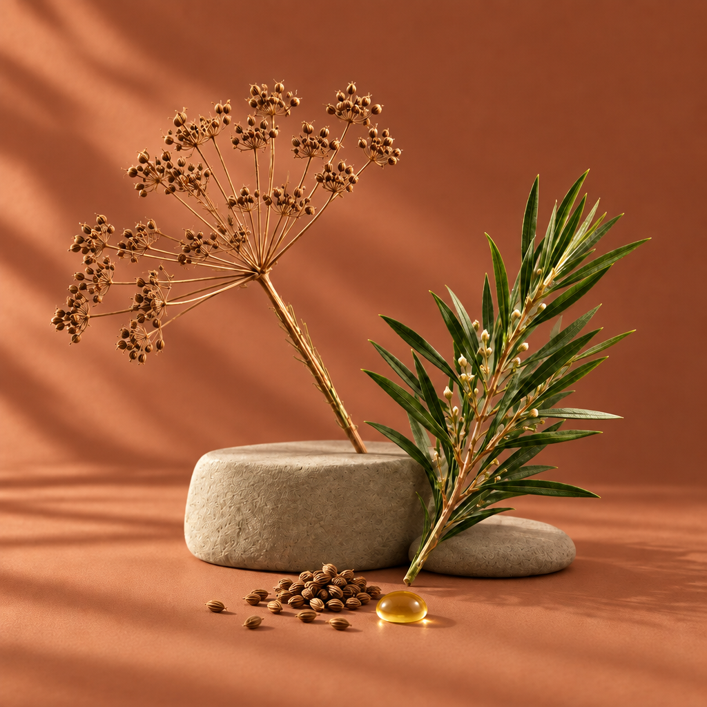 Carrot Verdant sculptural ingredient editorial on light sage green