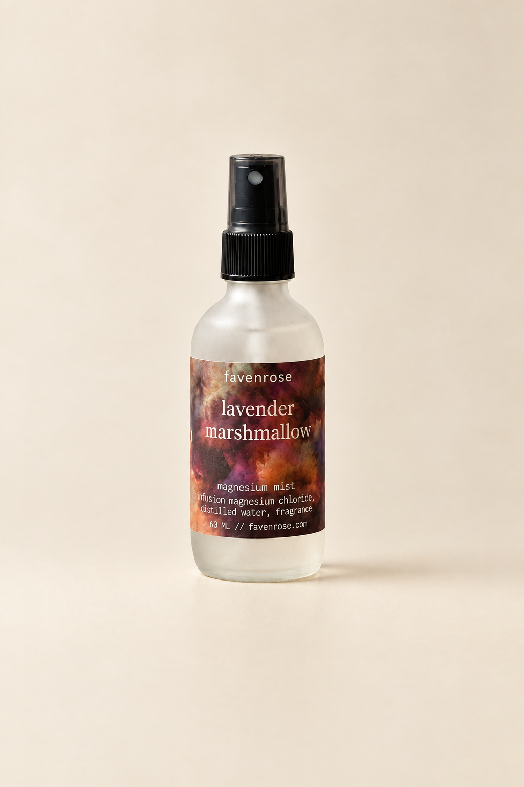 Lavender Marshmallow Magnesium Mist on a warm ivory background