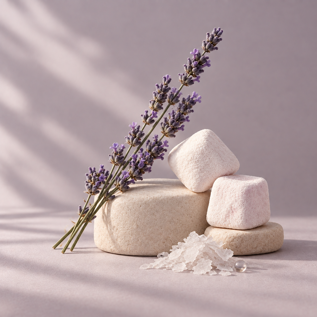 Lavender Marshmallow Magnesium Mist sculptural editorial