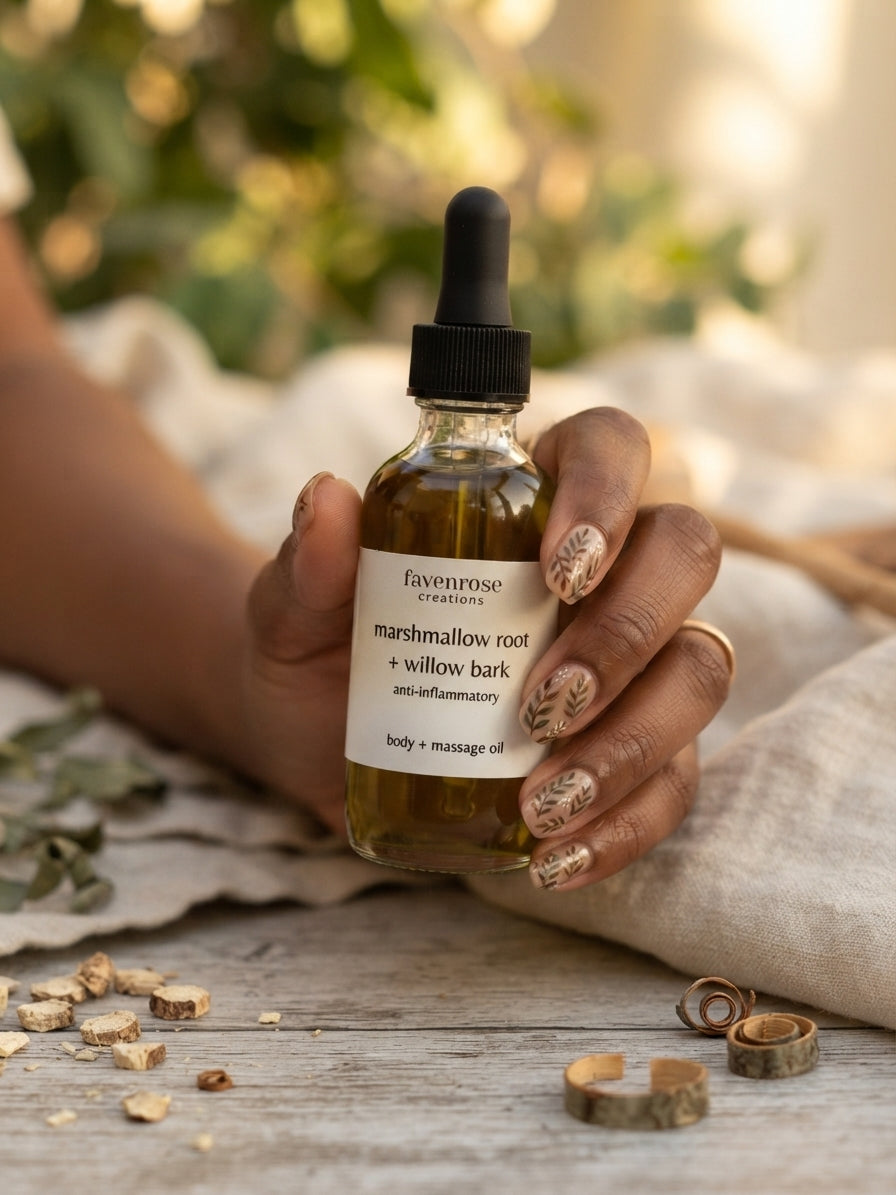 Marshmallow root & willow bark body oil