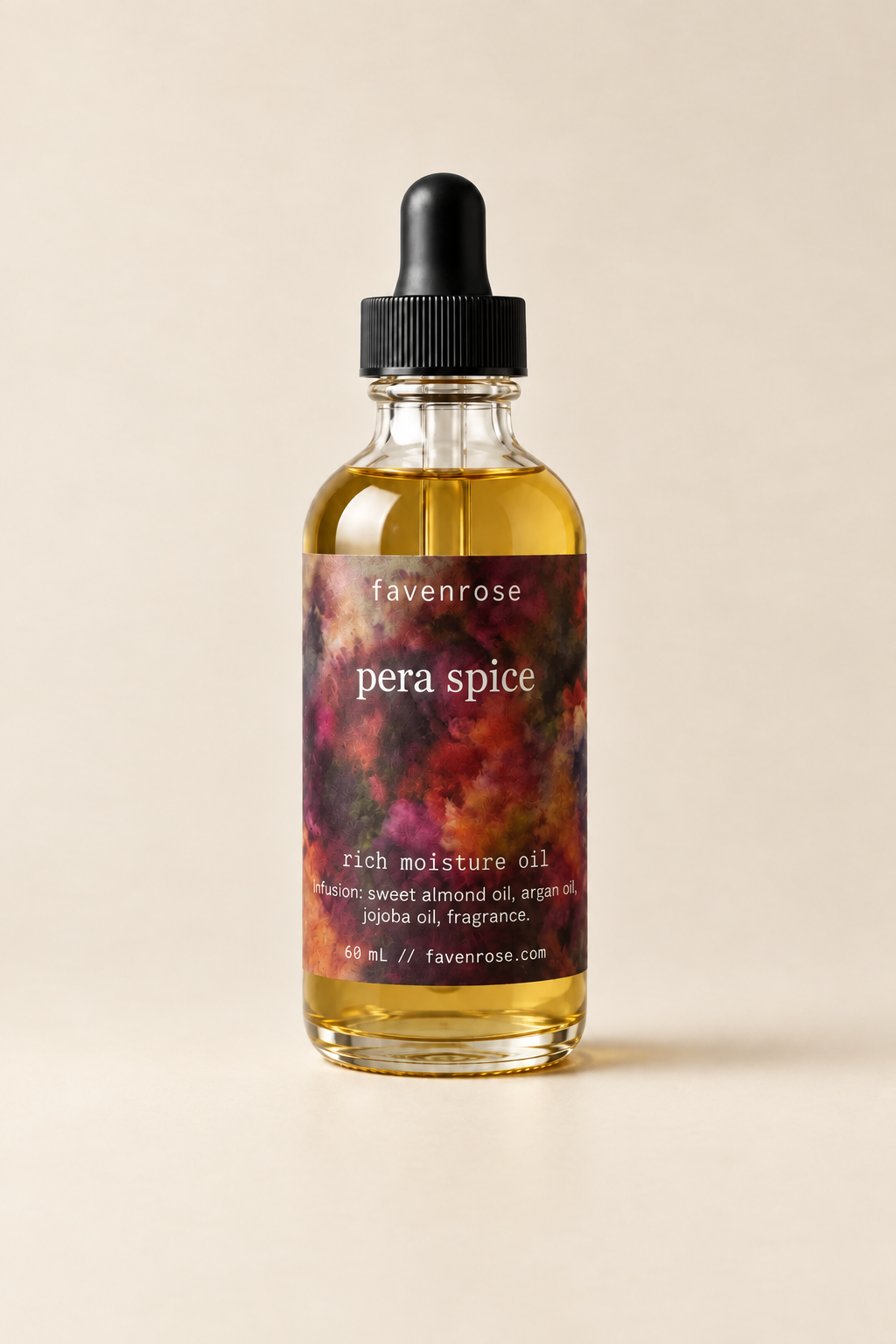 Pera Spice Rich Moisture Oil with warm ivory background
