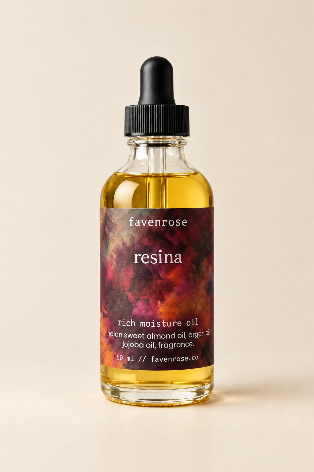 Resina Rich Moisture Oil with warm ivory background