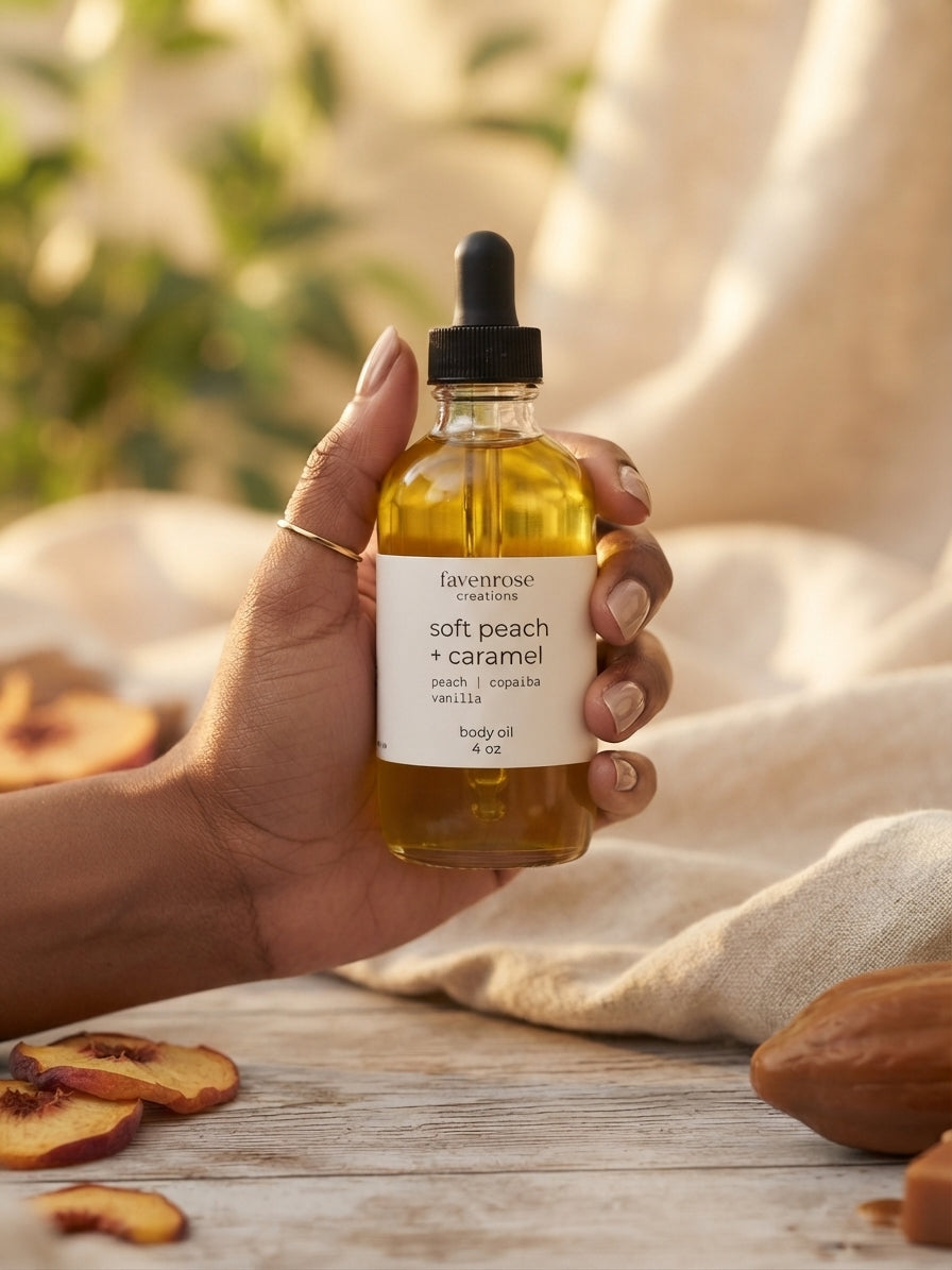 Soft peach & caramel body oil